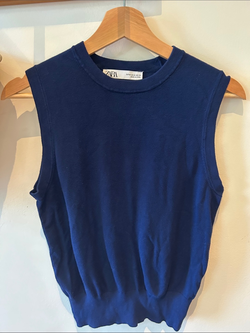 Zara Sleeveless Knit Tank Top - Deep Blue
